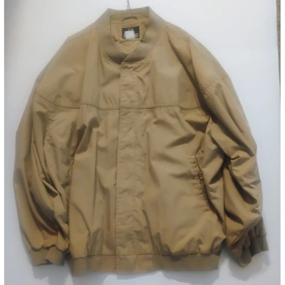 VINTAGE HABAND MENS 3XL LIGHTWEIGHT FULL ZIP BOMBER JACKET BEIGE